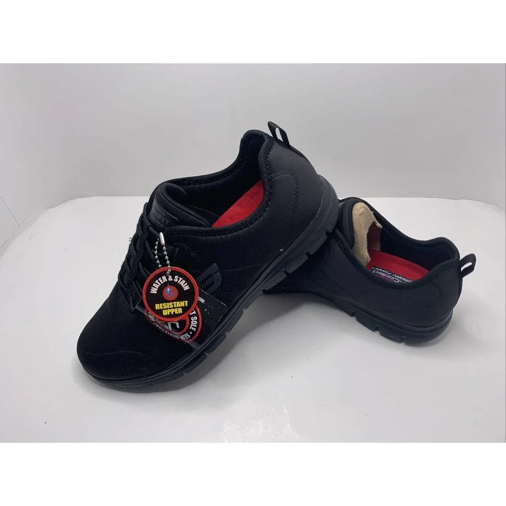 Women's Skechers Black Slip, Liquid & Stain Resistant Upper 77211/BLK 8.5